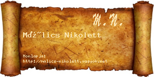 Málics Nikolett névjegykártya