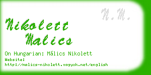 nikolett malics business card